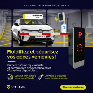 Barrière automatique de parking – Accès sécurisé avec télécommande & lecture UHF (JAWAZ)